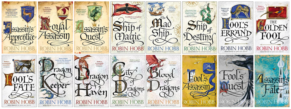 Covers of The Realm of the Elderlings series
